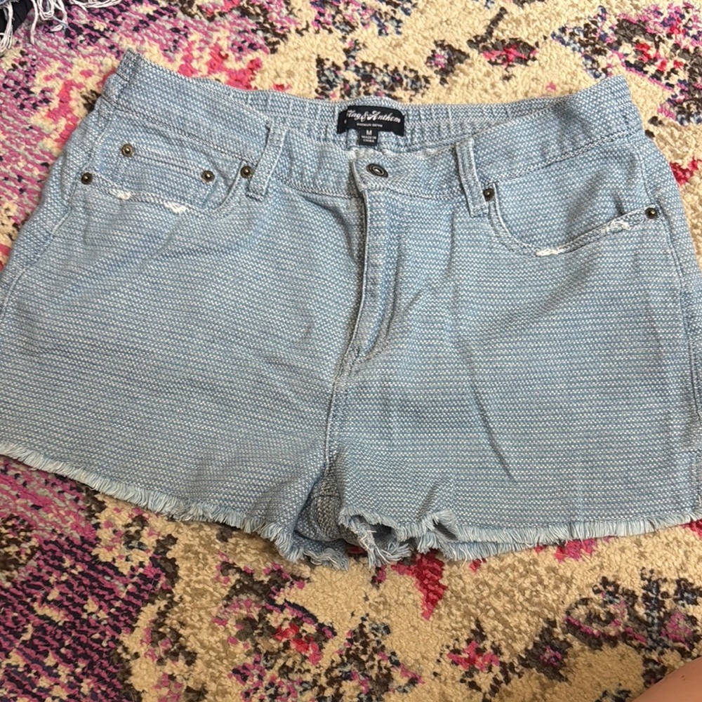 Free People Gray Distressed Jean Shorts